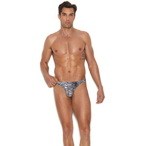 Zebra Animal Print Men’s Snap Closure Thong